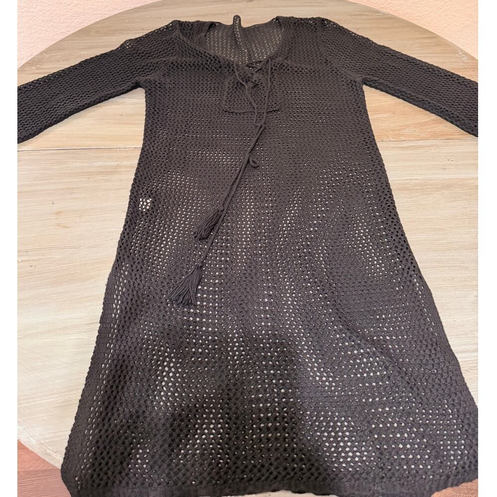 Black Knitted/Crochet Coverup